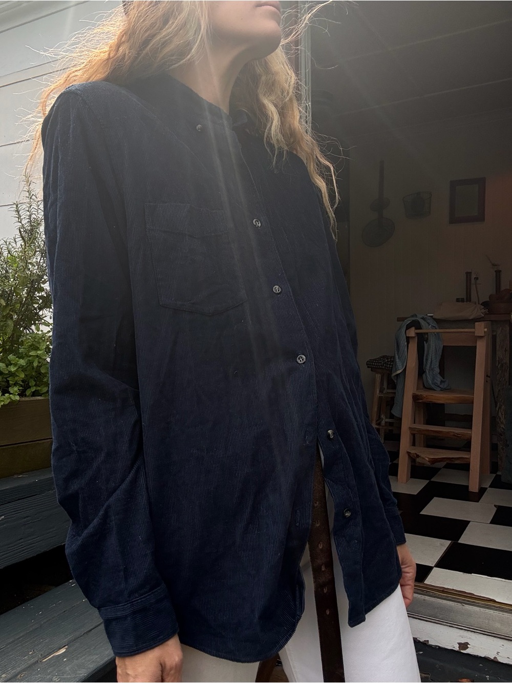 A.P.C. Dark Navy Corduroy Button-Down Shirt